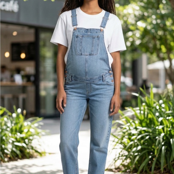 Isabel Maternity by Ingrid & Isabel Pants - Isabel Maternity by Ingrid & Isabel Light Blue Denim Overalls